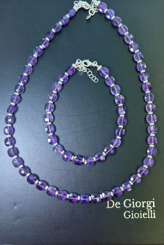 Halskette mit quadratischem Amethyst