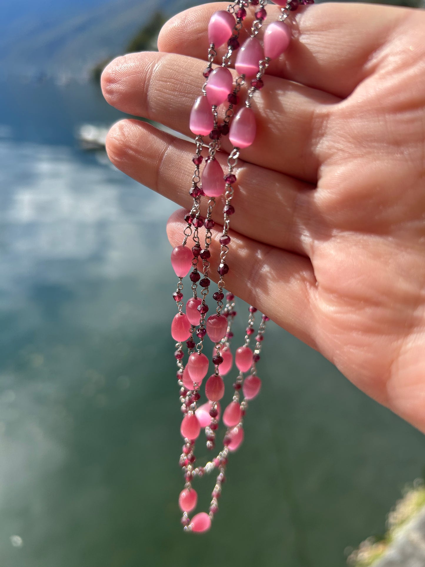Collana lunga Agata e Granato