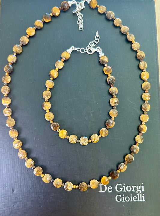 Halskette mit quadratischem Tigerauge