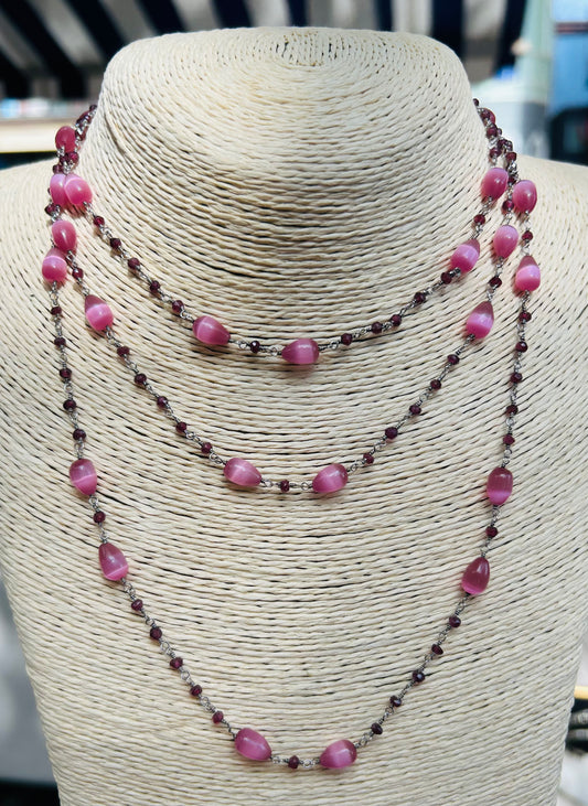 Lange Halskette aus Achat und Granat