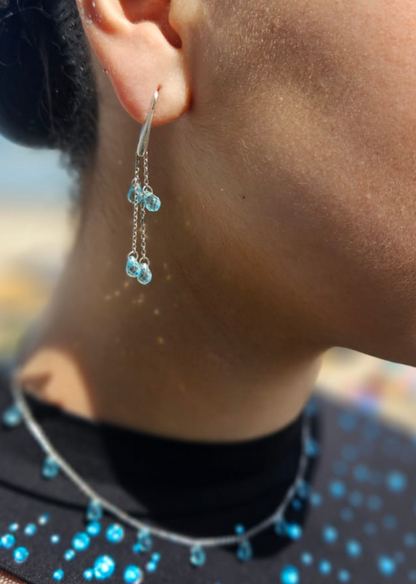 Girocollo Sbrilluccicona in argento 925 rodiato con zirconia azzurra da atleta donna