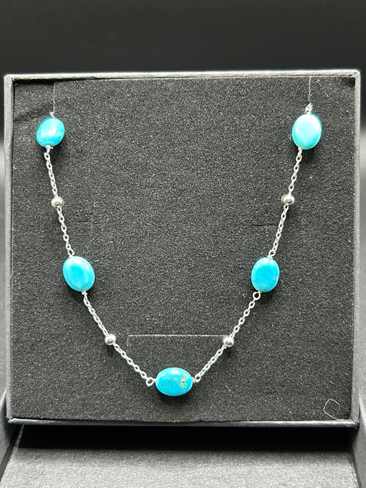 925er Silberchoker mit natürlichem Türkis