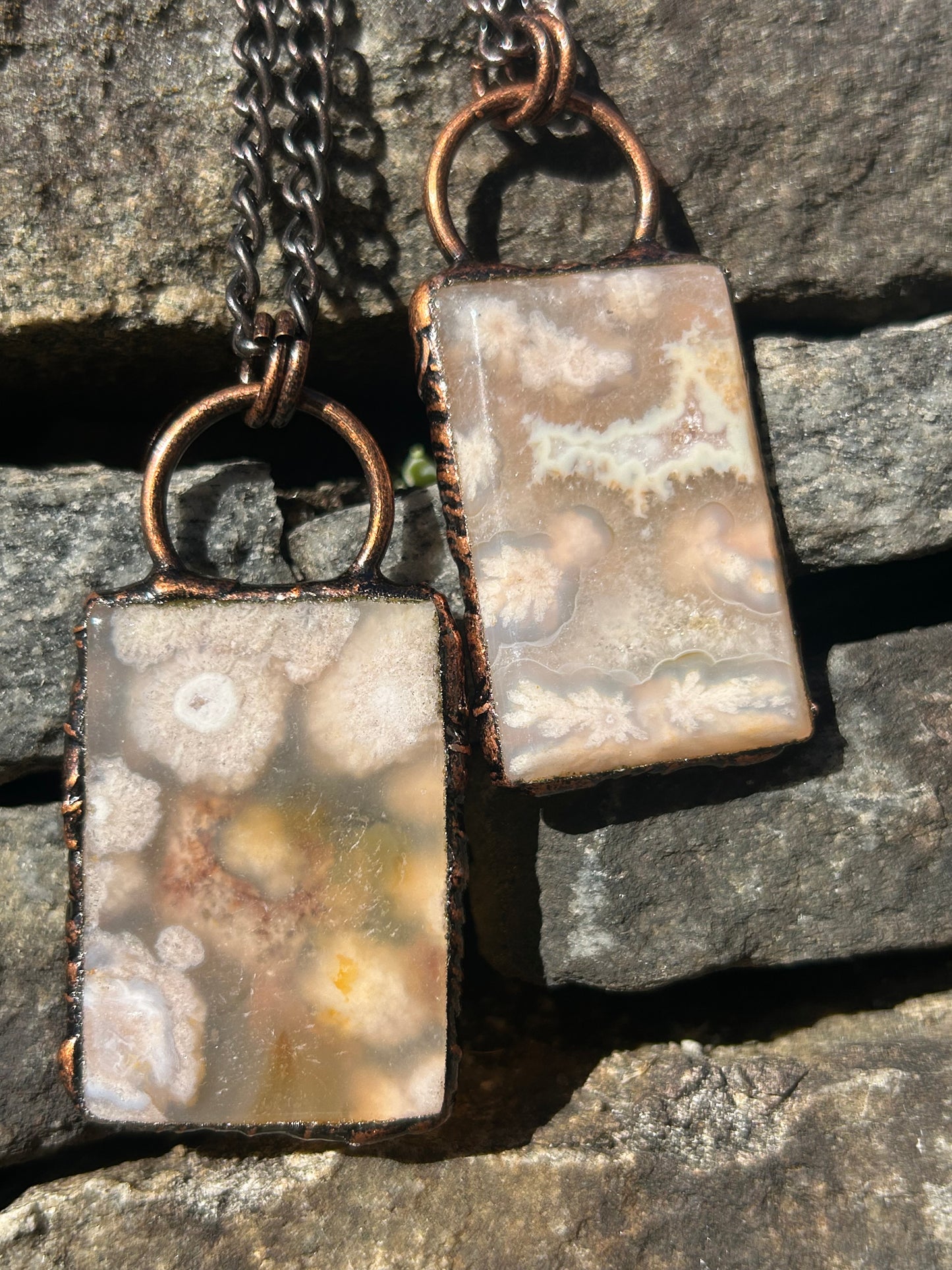 Ciondoli in rame con Agata Fior di Ciliegio