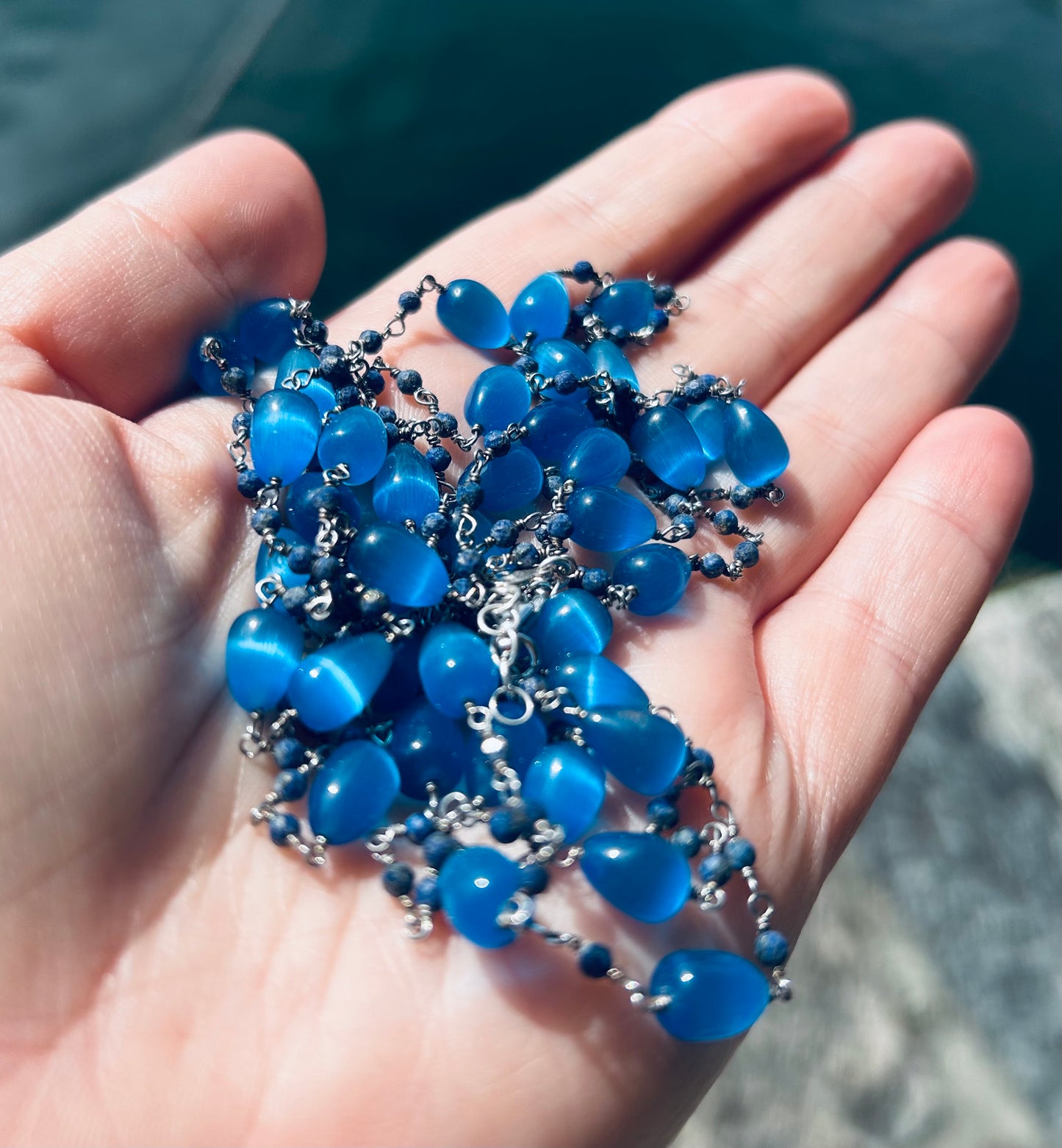 Collana lunga  Agata e Lapislazzuli
