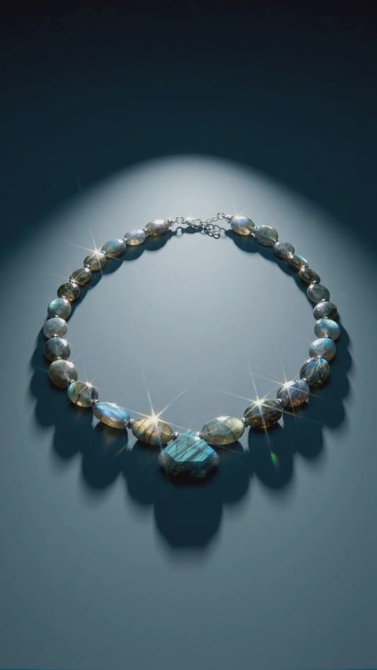 Collana con labradorite blu e argento sterling